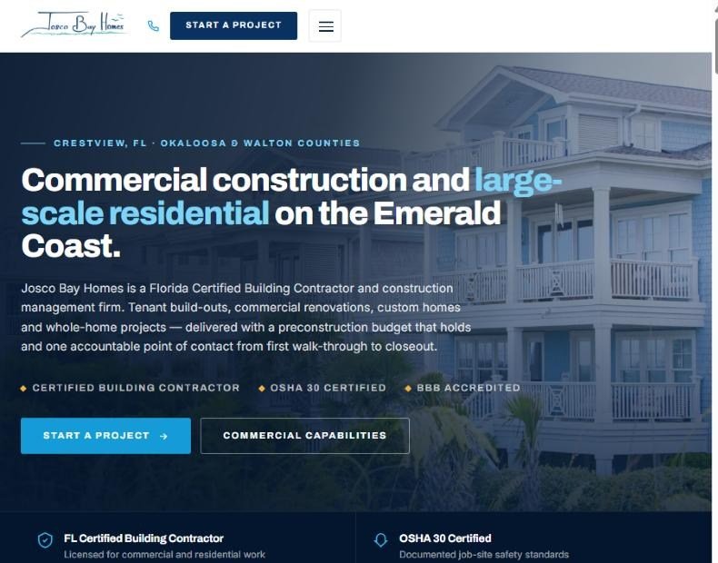 Josco Bay Homes live website