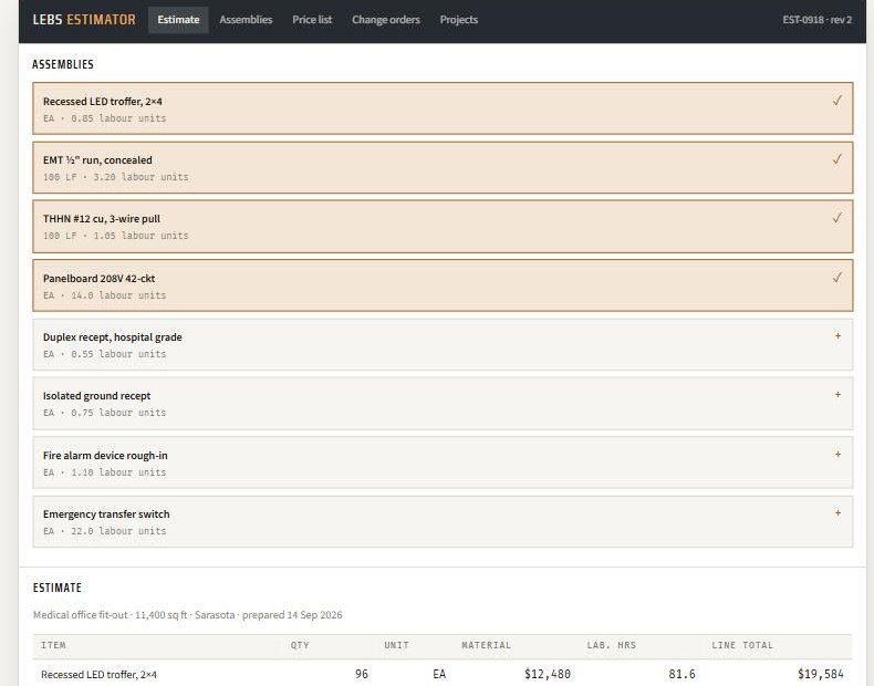 LEBS estimate builder
